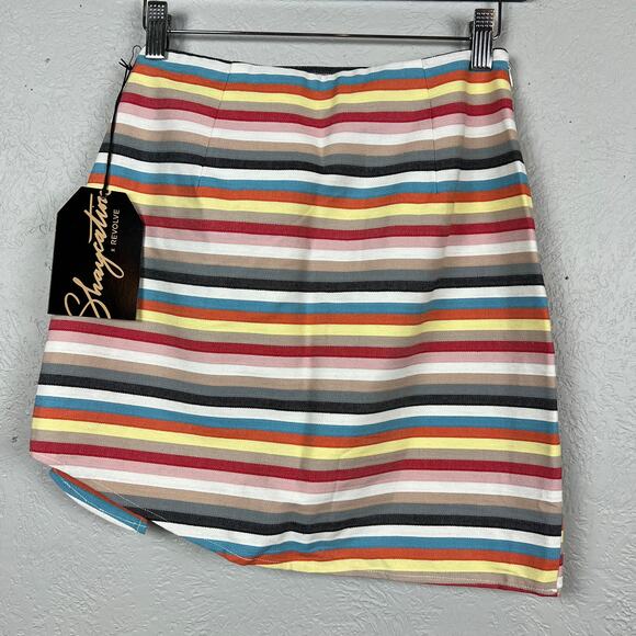 NEW! Staycation x Revolve Asymmetrical Skirt Striped Ruffle Trim - XS - Picture 3 of 4